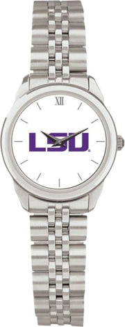 LSU Tigers CSI Women's Silver Rolled Link Watch (Gift Boxed) With Colored Medallion