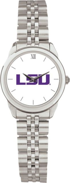 LSU Tigers CSI Women's Silver Rolled Link Watch (Gift Boxed) With Colored Medallion