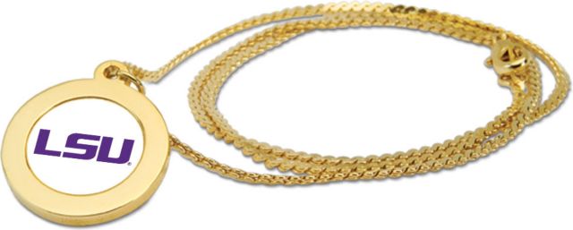 LSU Tigers CSI Gold Pendant Necklace With Colored Medallian