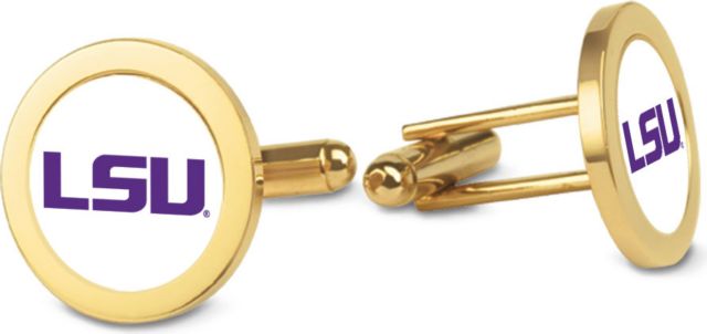 LSU Tigers CSI Gold Cufflinks (Gift Boxed) With Colored Medallion