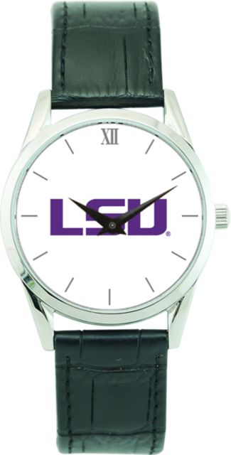 LSU Tigers CSI Men's Stainless Steel Wristwatch (Gift Boxed) Color Medallion Withhite Background