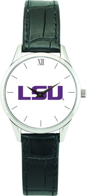 LSU Tigers CSI Women's Stainless Steel Wristwatch (Gift Boxed) With Color Medallion