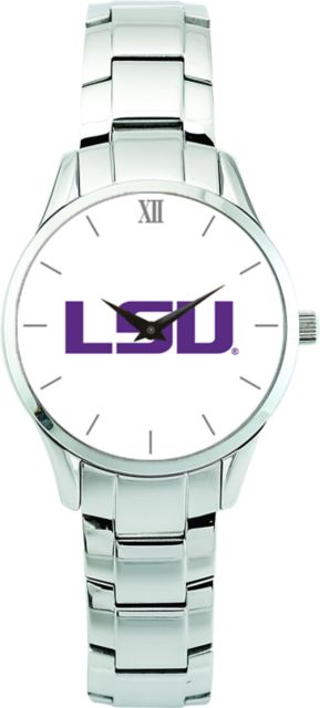LSU Tigers CSI Men's Stainless Steel Wristwatch (Gift Boxed) Color Medallion Withhite Background