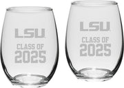 LSU Tigers Class of 2025 Set of 2 - 21 oz Stemless Wine Glass