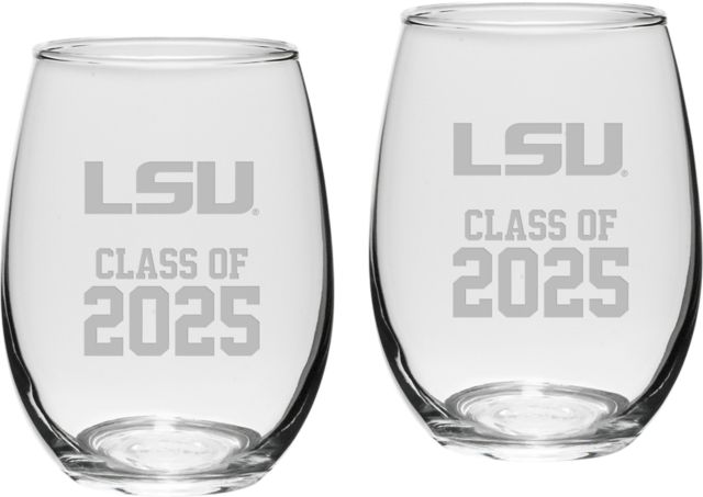 LSU Tigers Class of 2025 Set of 2 - 21 oz Stemless Wine Glass
