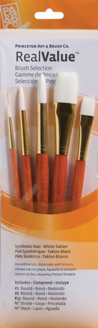 Brush White Taklon Value 5/Pack