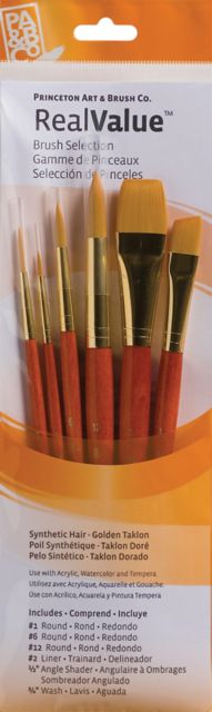 Brush Gold Taklon Value 6/Pack